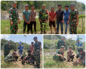 Babinsa Koramil Poleang Gelar Karya Bakti Penanaman Pohon di Desa Waemputang