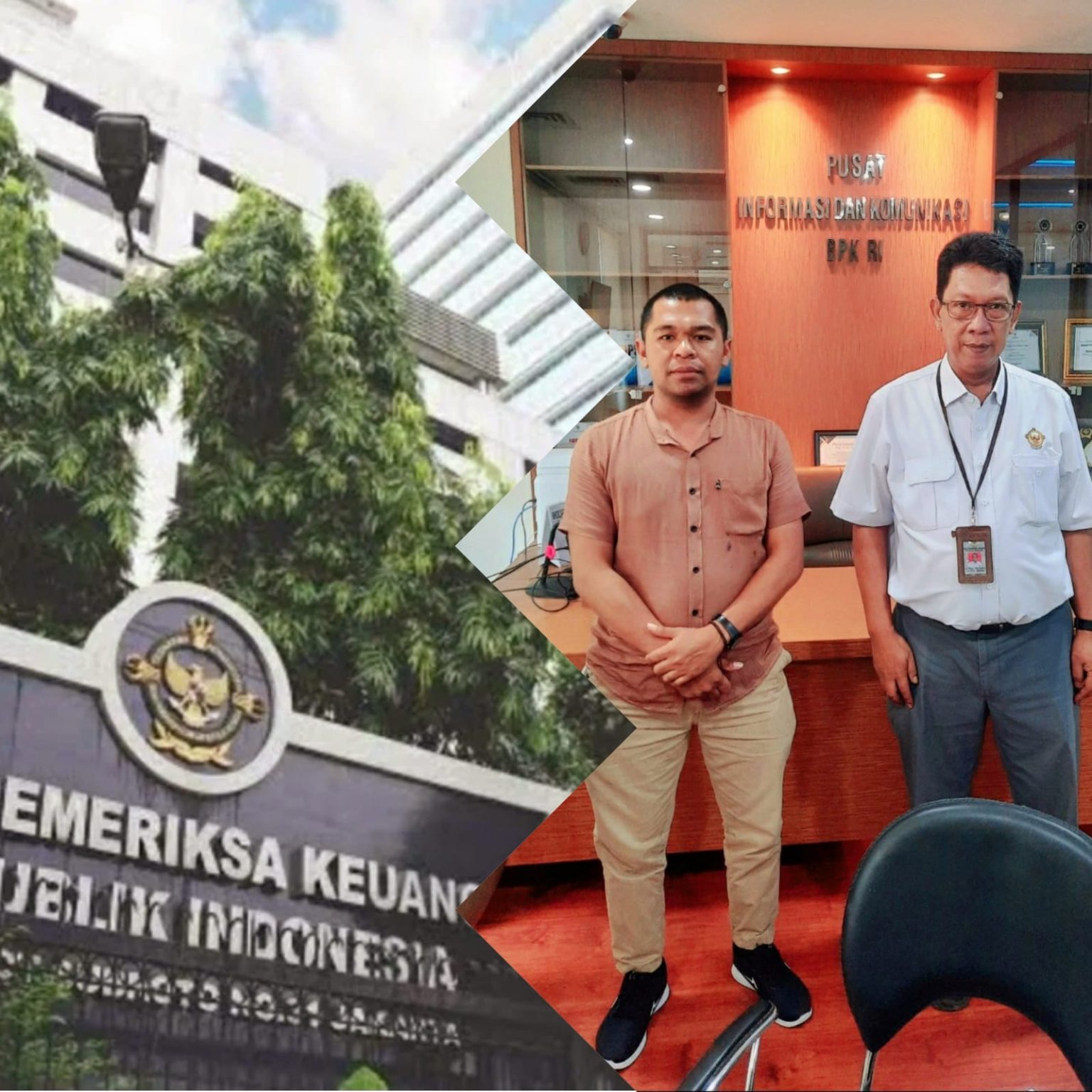 Hasidi Koordinator Aliansi Pemuda Anti Korupsi (baju kuning) bersama anggota BPK RI