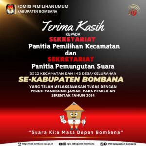 Sukseskan Pilkada 2024 hingga Tugas Berakhir, KPU Bombana Sampaikan Terimakasih kepada Personil Sekretariat PPK dan PPS