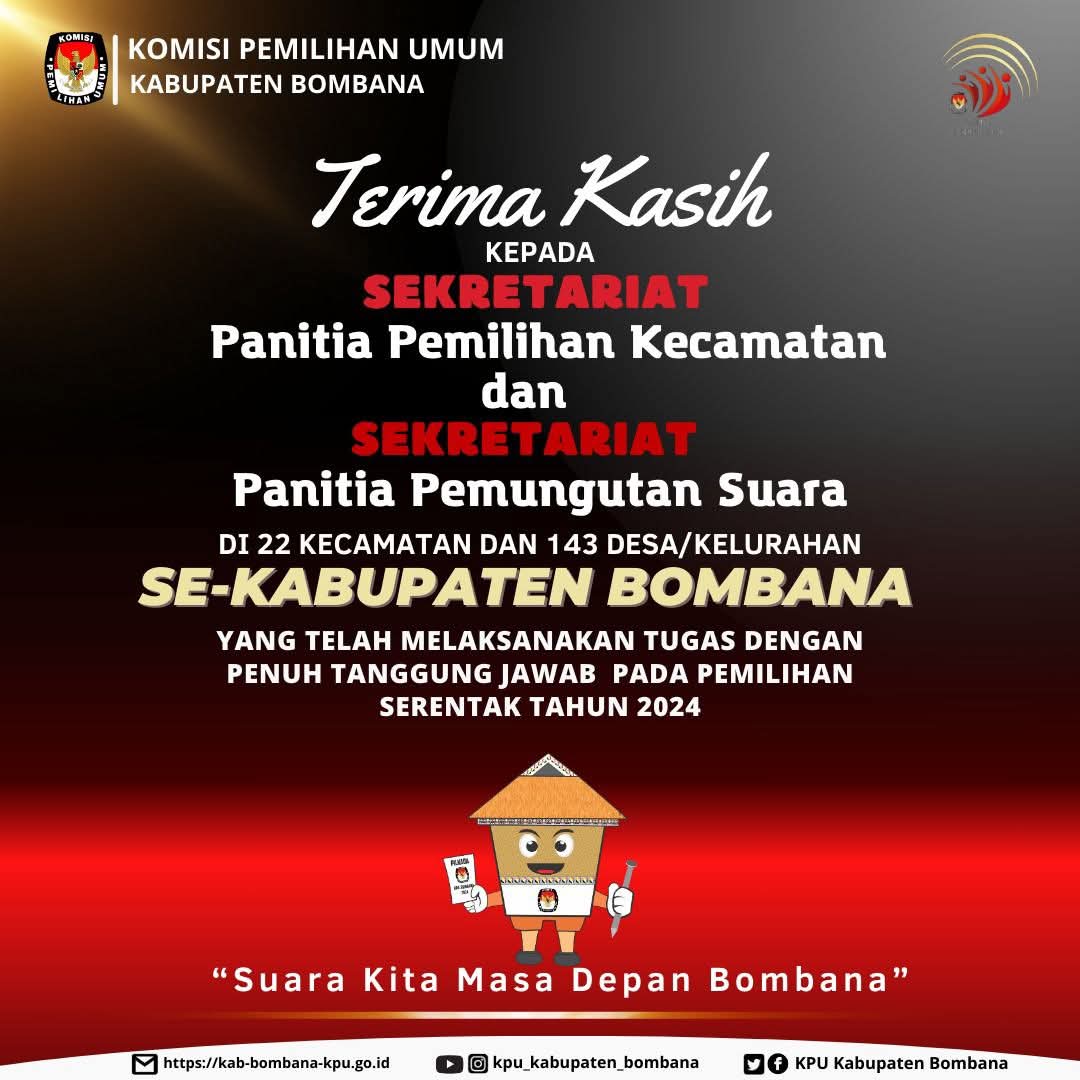 ucapan terima kasih KPU Bombana