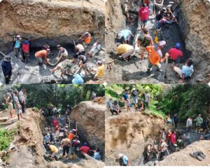 Masyarakat Berbondong-bondong, Bersama Satgas TMMD Kodim 1431/Bombana ke-124 Gali Landasan Pasangan Batu Jembatan