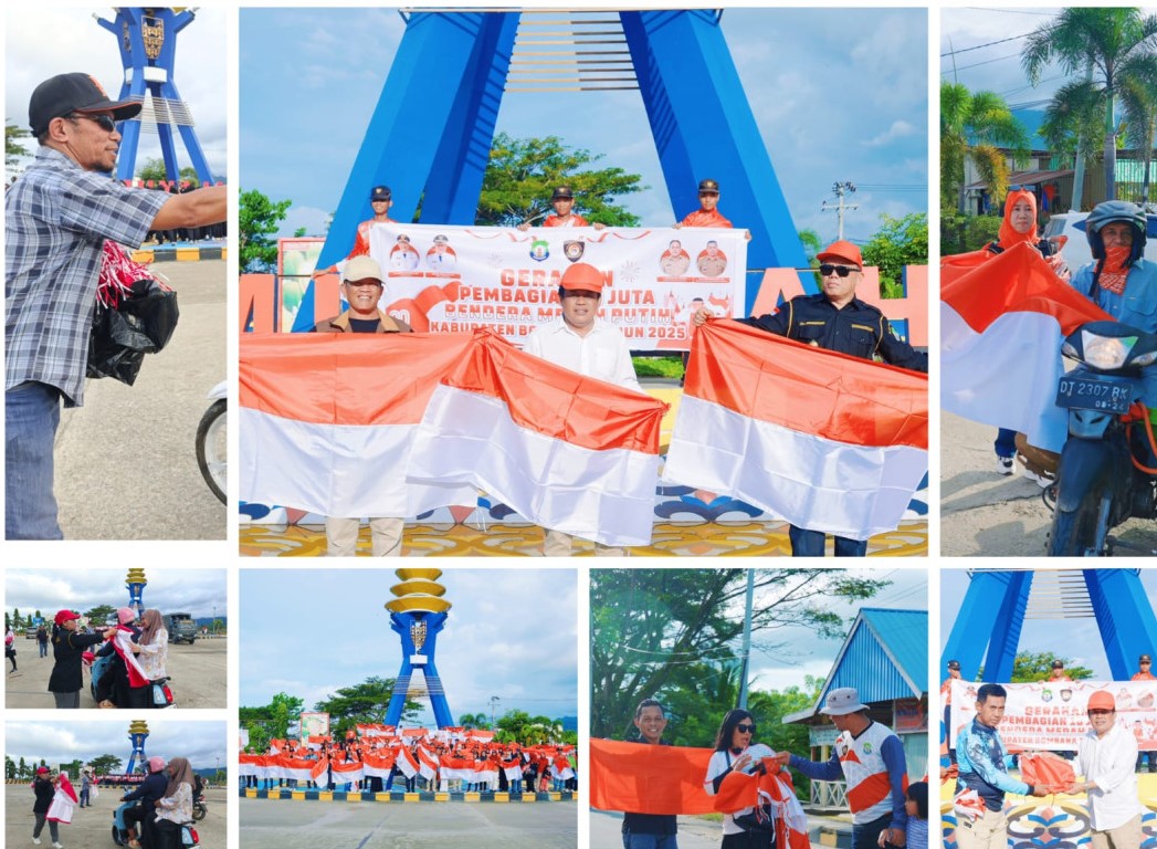 Pemkab Bombana Bagikan Ribuan Bendera Merah Putih kepada Masyarakat