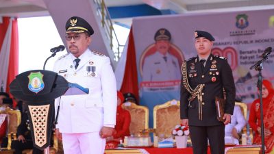Ketgam : Bupati Bombana Ir. Burhanuddin, M.Si Saat Menjadi Inspektur Upacara Peringatan HUT Ke-80 Kemerdekaan Republik Indonesia Di Eks MTQ/RTH Rumbia Minggu, 17 Agustus 2025