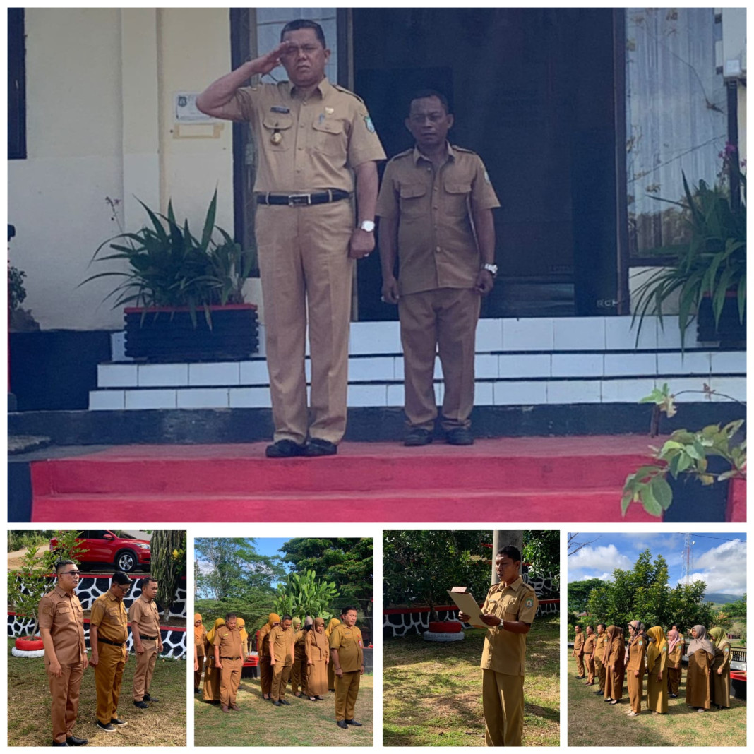 Apel Lengkap Penghormatan Bendera Merah Putih di halaman Kantor Badan Kesbangpol Kabupaten Bombana, Senin (13/10/2025). Kegiatan rutin ini menjadi wujud komitmen ASN dalam menumbuhkan semangat nasionalisme, disiplin, dan kebersamaan di lingkungan kerja.