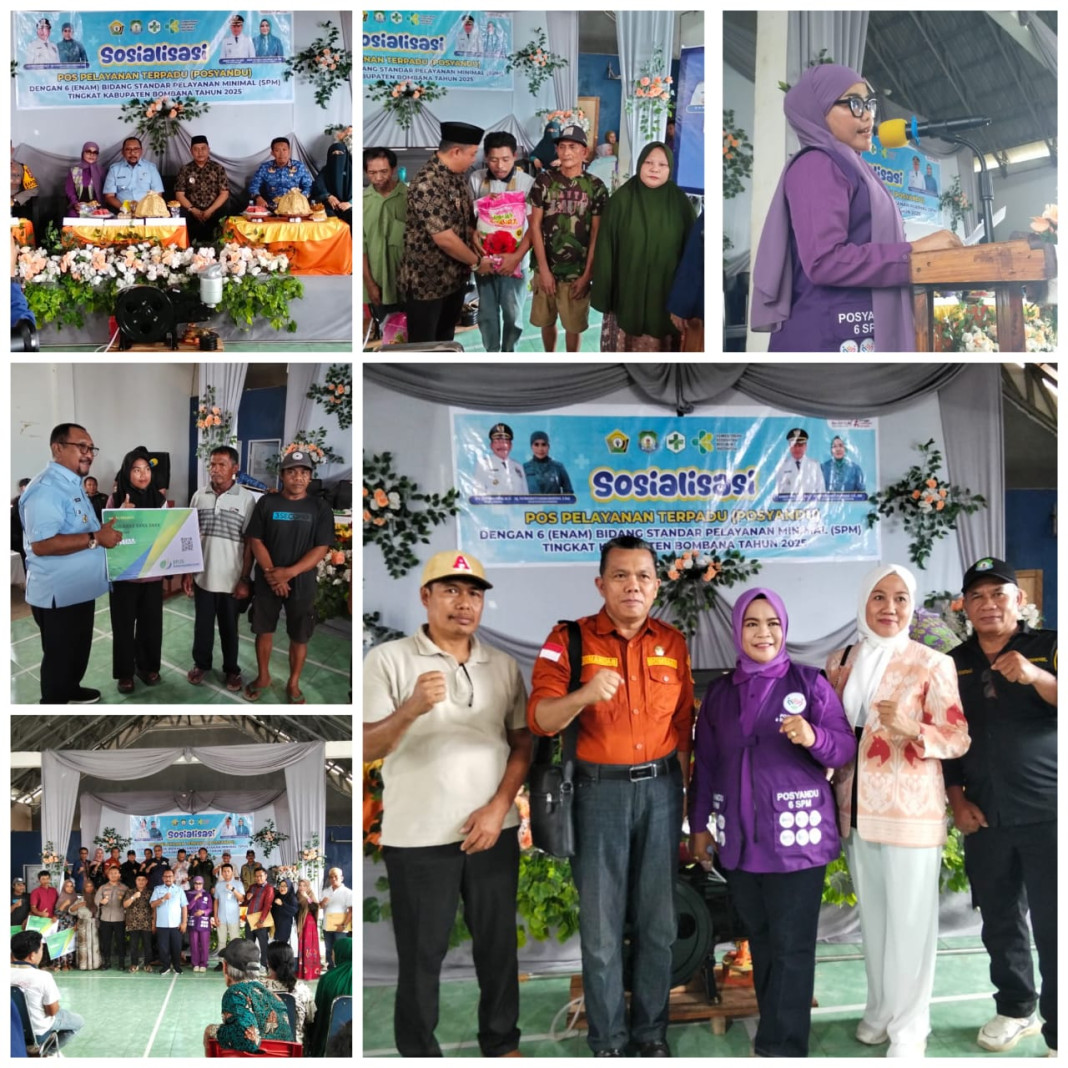 Pemerintah Kabupaten Bombana gelar Sosialisasi Posyandu dengan fokus pada 6 Bidang Standar Pelayanan Minimal (SPM) Tahun 2025 di Kecamatan Kabaena Barat. Kegiatan dirangkaikan dengan pemeriksaan kesehatan gratis dan operasi pasar murah sebagai wujud komitmen Pemkab Bombana dalam meningkatkan pelayanan dasar dan kesejahteraan masyarakat.
