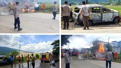 Mobil Terbakar Diduga Akibat Korek Api di Dasbor, Pengemudi Selamat dengan Luka Bakar