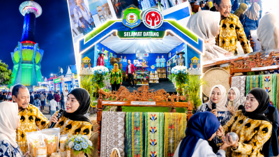 Suasana stan Kabupaten Bombana pada ajang Harmoni Sultra 2026 di Kota Kendari yang menampilkan produk UMKM, kerajinan lokal, dan potensi industri kreatif daerah sebagai bagian dari promosi pariwisata dan ekonomi kreatif oleh Dinas Pariwisata, Kepemudaan, dan Olahraga Bombana.