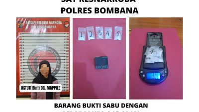 Perempuan Pengedar Sabu Dibekuk di Bombana, 6 Gram Barang Bukti Diamankan